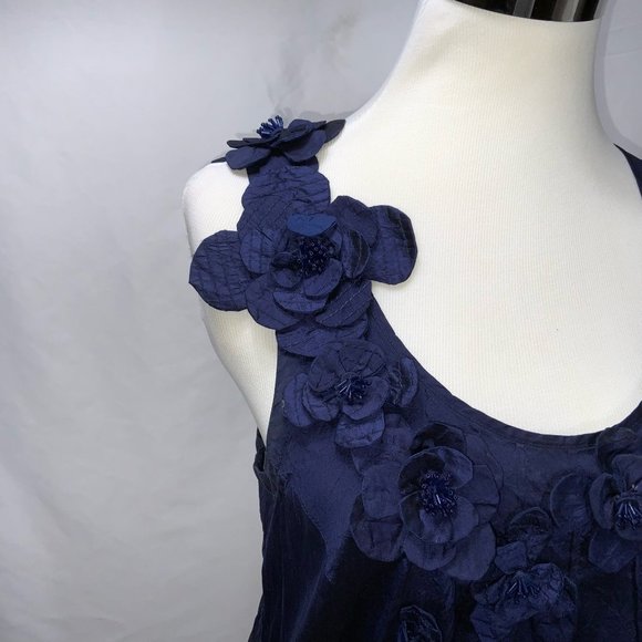 Calypso St. Barth Silk Embellished Sleeveless Midnight Blue Dress Size S - Picture 5 of 12